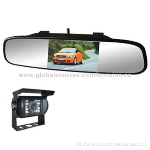 Car Rear-view System Mirror Monitor with 2W Power Consumption, Anti-water Camera